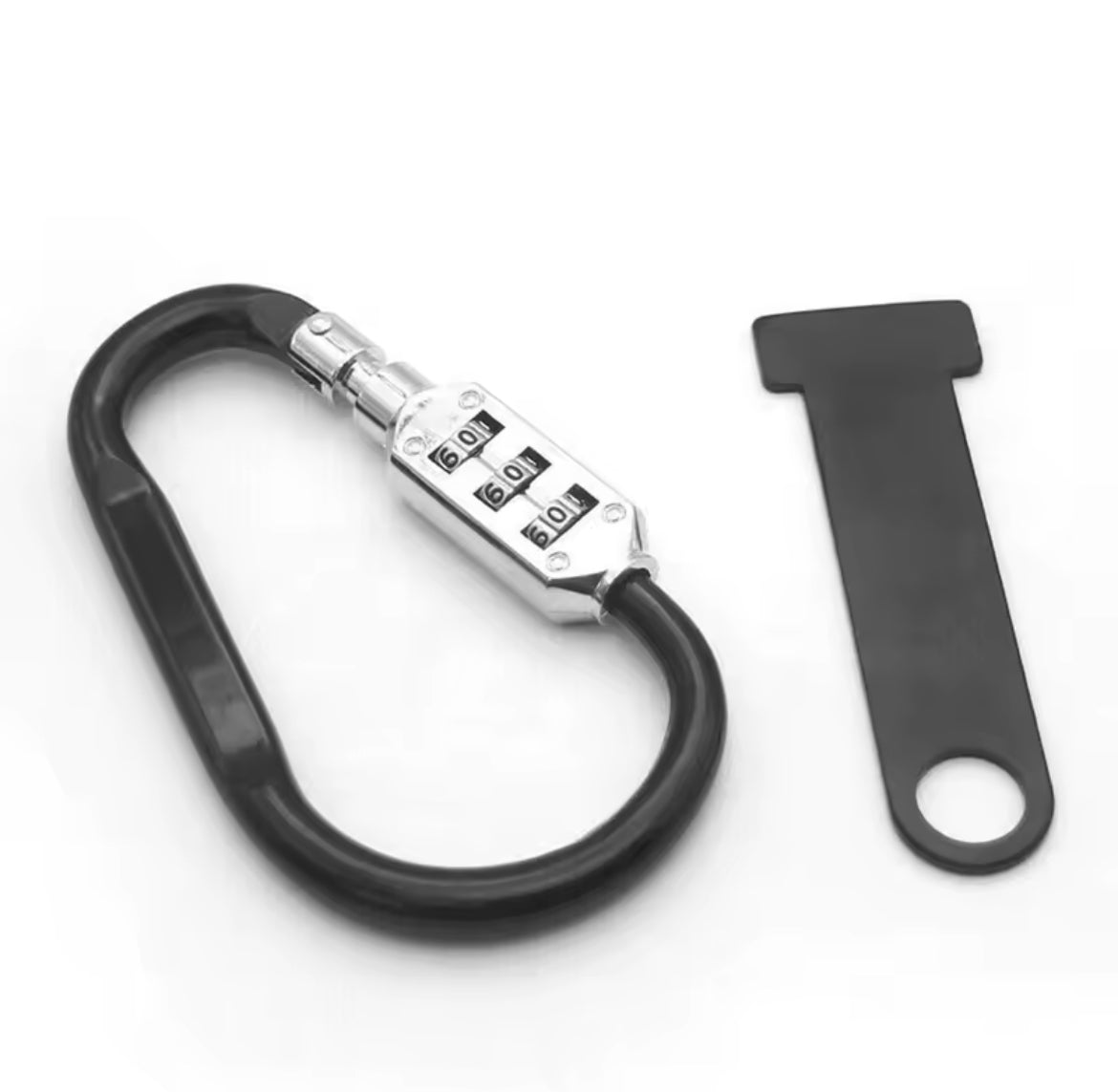 Helm Lock / T-Bar stuk voor scooter en motor – Inclusief karabijnhaak met cijfercode